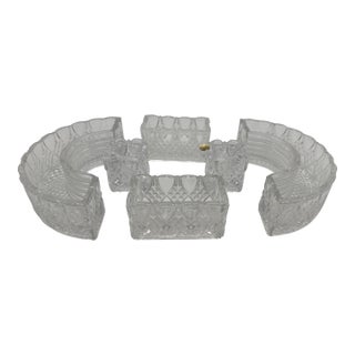 1960s Six Piece Val St Lambert Glass Table Centerpiece. Original Box. 20th Century For Sale