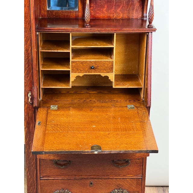 Antique Victorian Oak Side by Side Secretary C. 1900 For Sale In Boston - Image 6 of 12