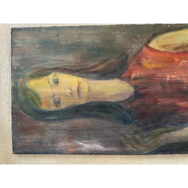 1960s Flemish Artist, Female Portrait, Painting on Wood, 1950s For Sale - Image 5 of 9