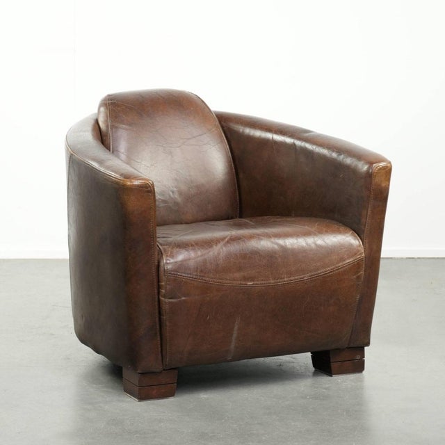 Club Chair in Brown Cowhide Leather For Sale - Image 16 of 16