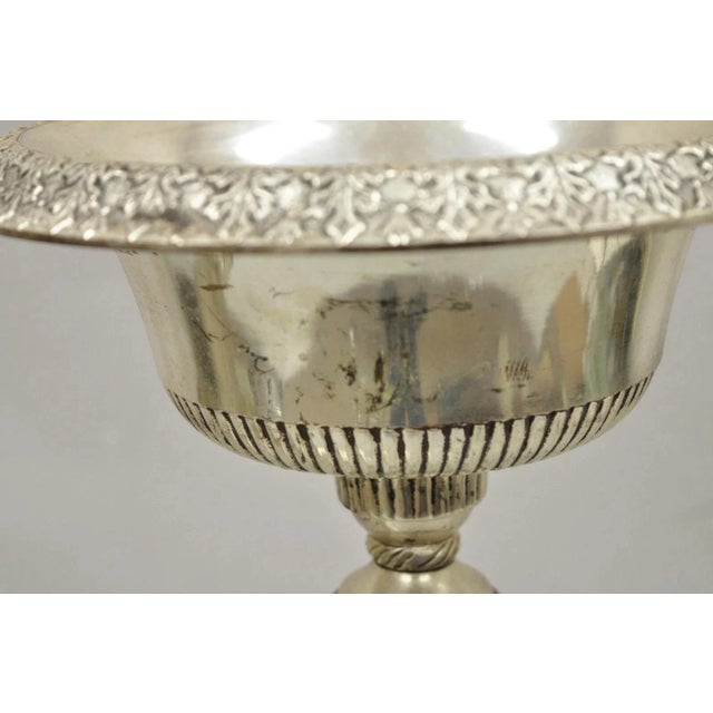 French Renaissance Silver Plated Tall Ornate Compote Centerpiece Dish Bowl Pair For Sale In Philadelphia - Image 6 of 12