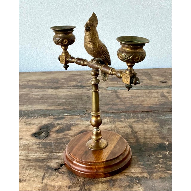 Vintage Boho Gilt Candlestick For Sale - Image 9 of 12