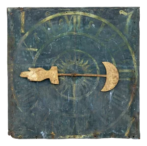 Antique Swedish Turret Clock Face and Movement Rosendal Palace, 1787, Set of 2