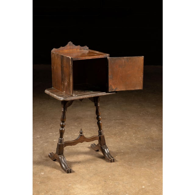 Early 20th Century Colonial Revival Walnut Smoking Stand With Humidor For Sale - Image 4 of 7