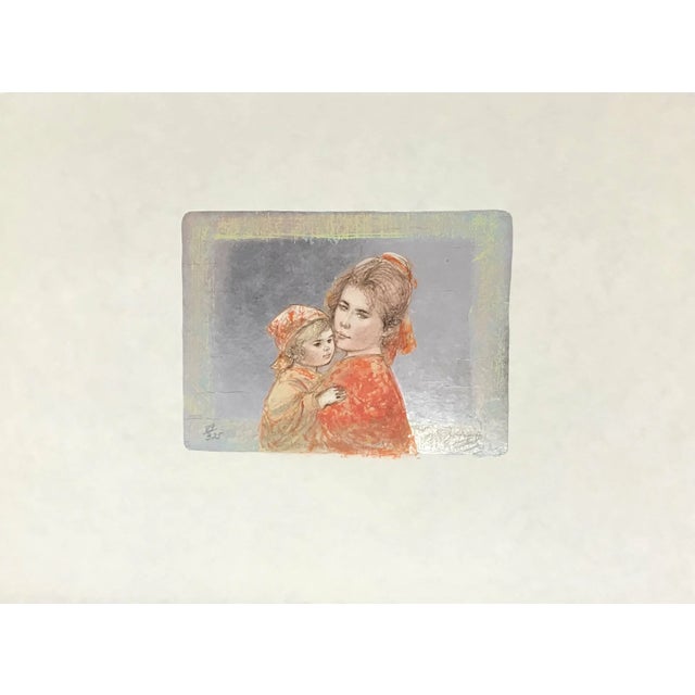 Artist: Edna Hibel Country: USA Title: Martha & Iris Medium: Original Lithograph & silver leaf embellished Marks: Hand-...