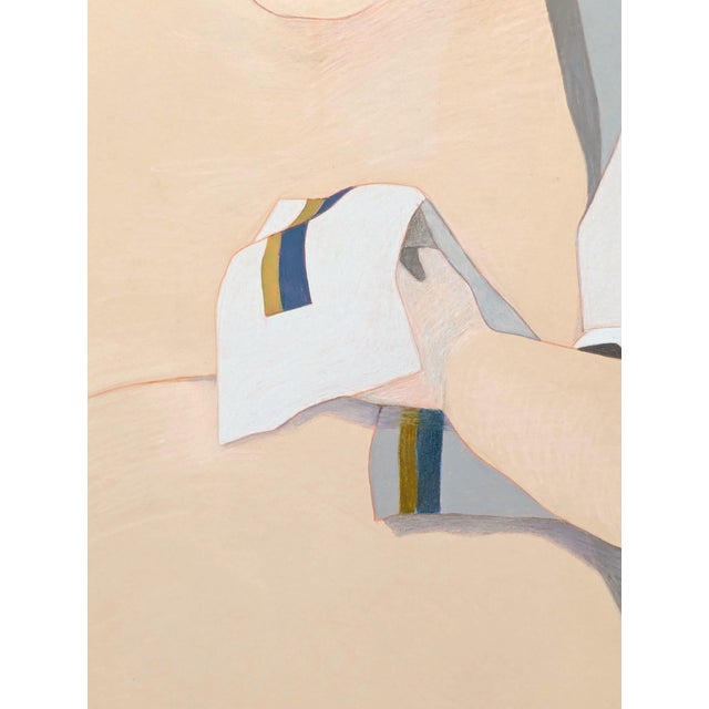 Phyllis Steele Modern Pastel Figurative Drawing of a Seated Resting Sumo Wrestler with Kimono, 20th Century For Sale - Image 10 of 12