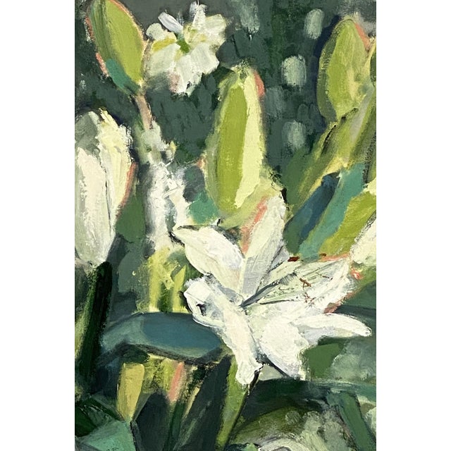 Wood Contemporary British Framed Oil Painting on Canvas (Lilies in a Jug) For Sale - Image 7 of 13