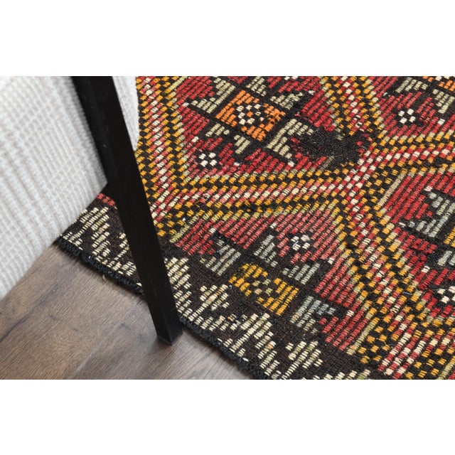 Red 1970s Vintage Turkish Hand-Knotted Wool & Cotton Red Area Rug For Sale - Image 8 of 12