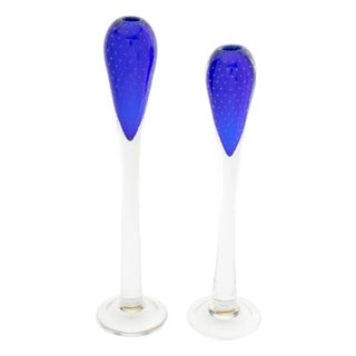 Murano Art Glass Candlesticks, 2001, Pair For Sale