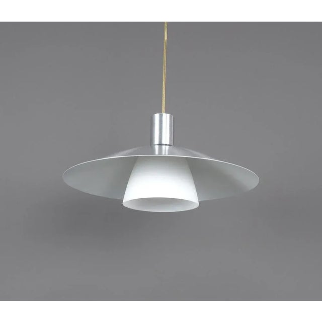 Modern Danish Hanging Lamp in Metal with Milk Glass, 1980s For Sale - Image 3 of 8