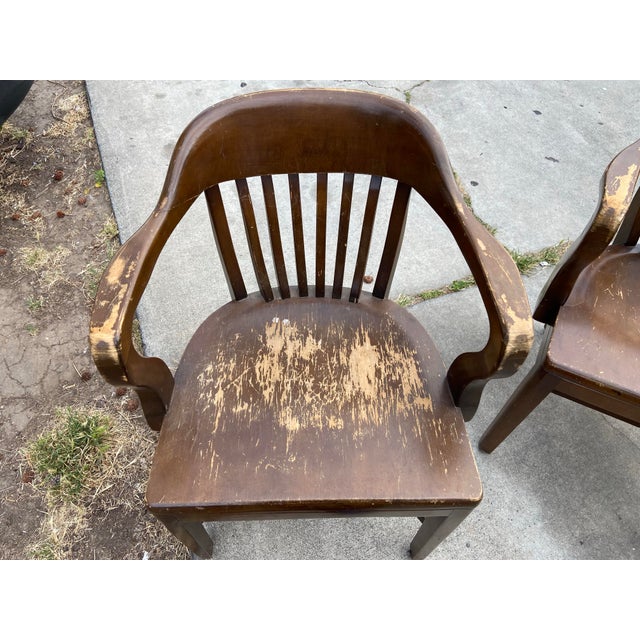 Farmhouse Antique Walnut Court Lawyers Desk Chairs Need Restoring Good Bones For Sale - Image 3 of 12