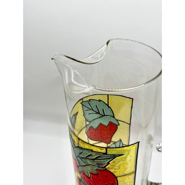Art Deco Vintage West Virginia Glass Strawberry Pitcher For Sale - Image 3 of 6