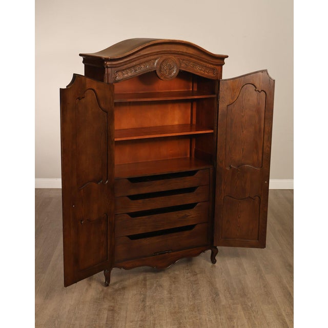Henredon Henredon Four Centuries Collection French Louis XV Style Carved Oak Armoire For Sale - Image 4 of 18