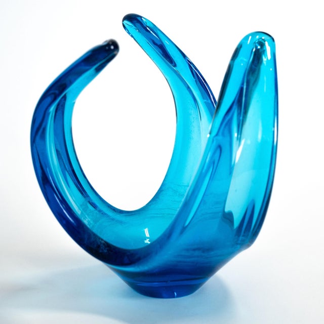 1960s Spanish Blue Art Glass Sculpture, Likely by Viartac For Sale - Image 11 of 12