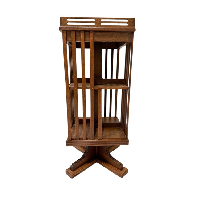 Brown Art Nouveau Jugendstil Revolving Bookcase, 1900s For Sale - Image 8 of 11