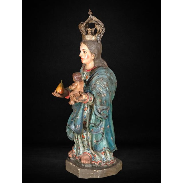Antique Peruvian Polychromed Wood Sculpture, 1750 For Sale - Image 4 of 12