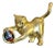 Gold Tone Enamel Cat Brooch For Sale
