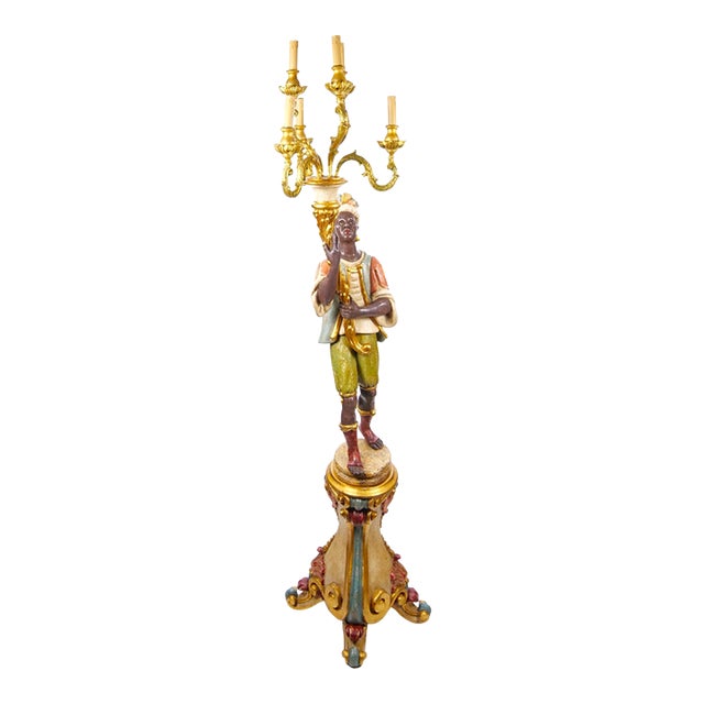 Italian Figural Standing Candelabra Floor Lamp, Early 20th Century For Sale
