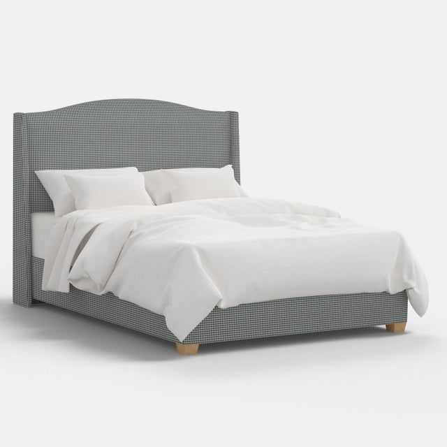 Spritely Home Stoffer Home x Cloth & Company Julia Wingback Bed in Denim Blue Mini Gingham, Twin For Sale - Image 4 of 7