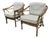 McGuire Furniture Bamboo Barrel Club Chairs, Pair Circa 1970's For Sale