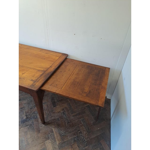 French Cherrywood Kitchen Farm Table with Extension, 1860 For Sale - Image 9 of 10