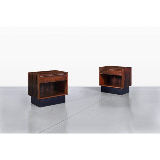 Mid-Century Modern Scandinavian Modern Brazilian Rosewood Nightstands by Westnofa For Sale - Image 3 of 15