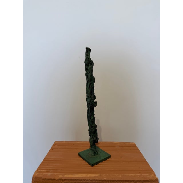 Modern brutalist verdrigis bronze sculpture and base attributed to Brazilian plastics artist Dirce de Assis Cavalcanti...