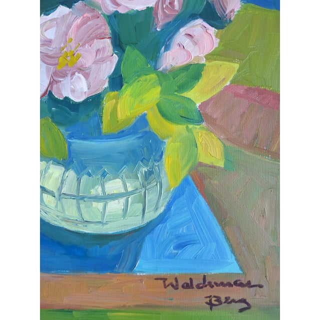 Pink Expressionist Mid Century Still Life Oil Painting by Swedish Artist Waldemar Berg For Sale - Image 8 of 18