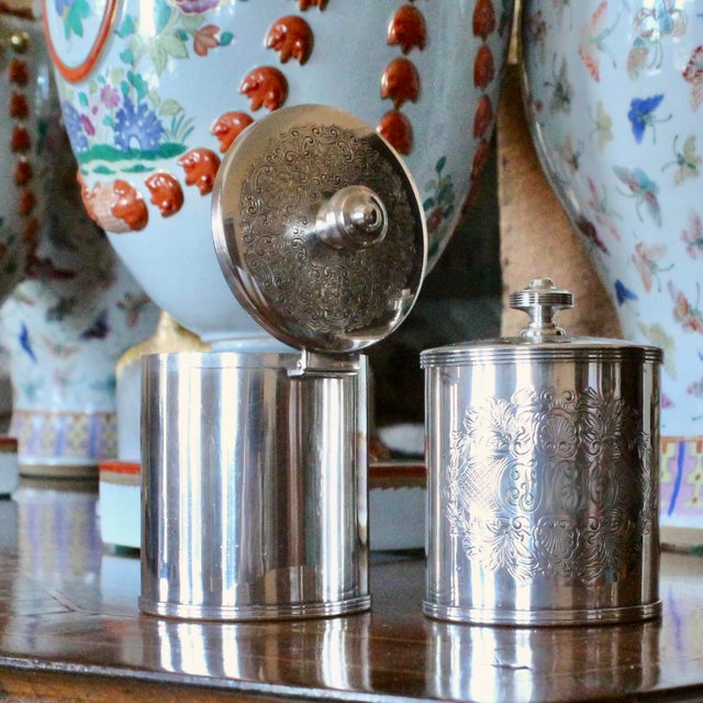 Small English Silver Plate Tea Caddies, Henry Birks and Sons- A Pair For Sale - Image 6 of 12