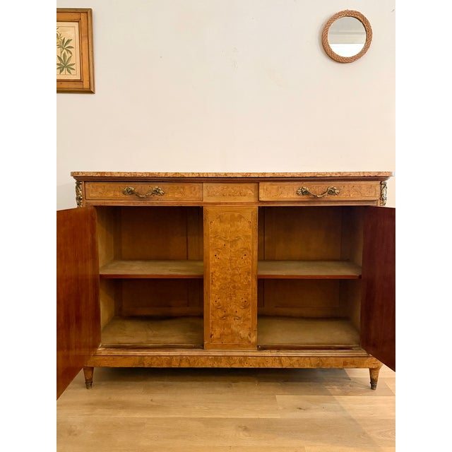 Antique French Commode in Burl Wood with Pink Marble and Gilt Bronze, 1890s For Sale - Image 10 of 16