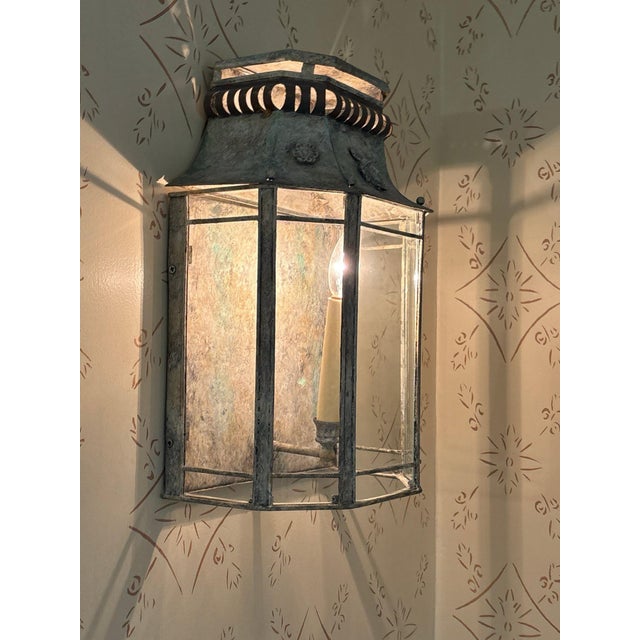 Gray Niermann Weeks Patinated Zinc Wall Lantern Sconces - A Pair For Sale - Image 8 of 10