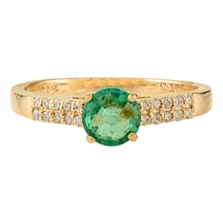 VRJewels Emerald & Diamond 14k Yellow Gold Engagement Ring for Women Size 6.5 For Sale