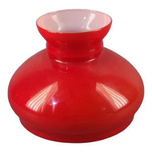 Vintage Late 20th Century Red Cased Glass Oil Student Lamp Shade