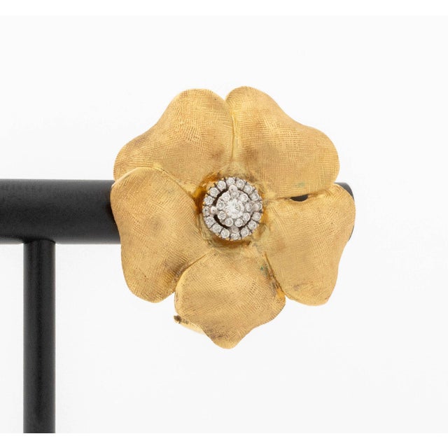 Contemporary Floriform Yellow Gold and Diamond Earrings For Sale - Image 3 of 8