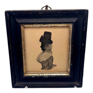 1920s W. Phelps Silhouette Portrait, Woman in Riding Hat, Borghese Frame For Sale