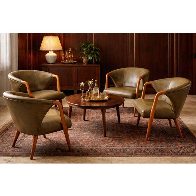Belgian Club Armchairs from the Former National Bank of Belgium, Antwerp, 1950s, Set of 4 For Sale - Image 10 of 10