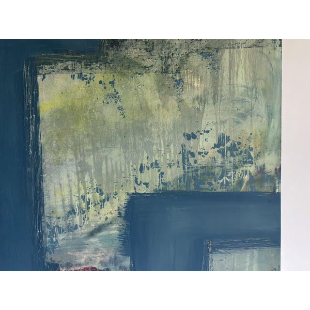 "River Moss" Blue & Green Abstract Painting, Large Neutral Contemporary Painting by JTS For Sale - Image 9 of 13