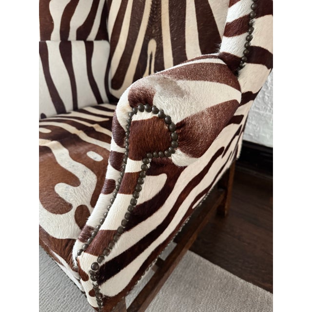 Zebra Print Cow-Hide Dome Style Chairs, Pair For Sale - Image 11 of 12