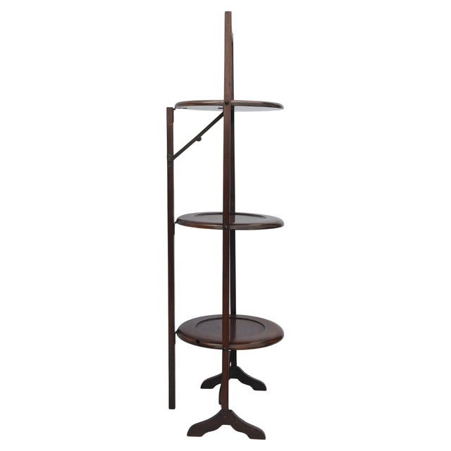 Antique Victorian Mahogany Three Tier Folding Cake Stand For Sale - Image 3 of 12