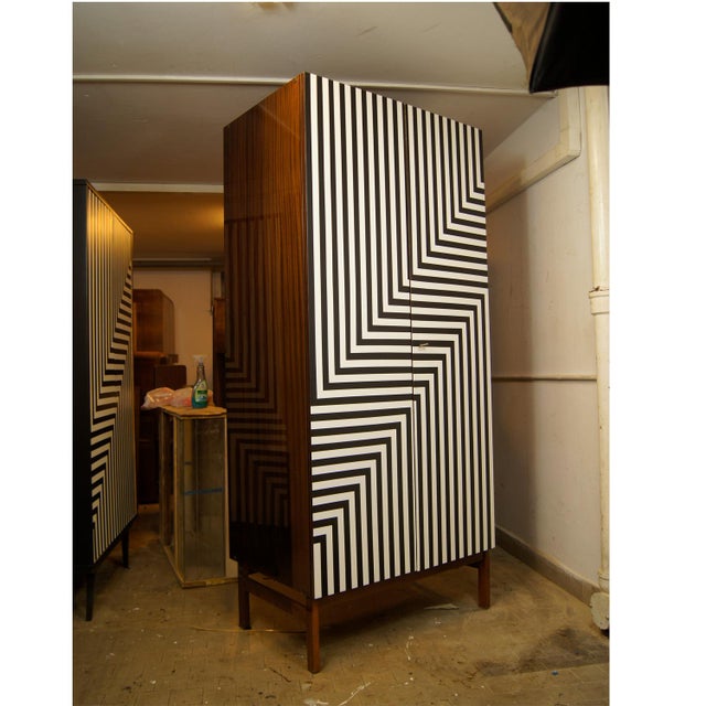 Vintage Polish Wardrobe with Op Art Motif, 1970s For Sale - Image 6 of 7