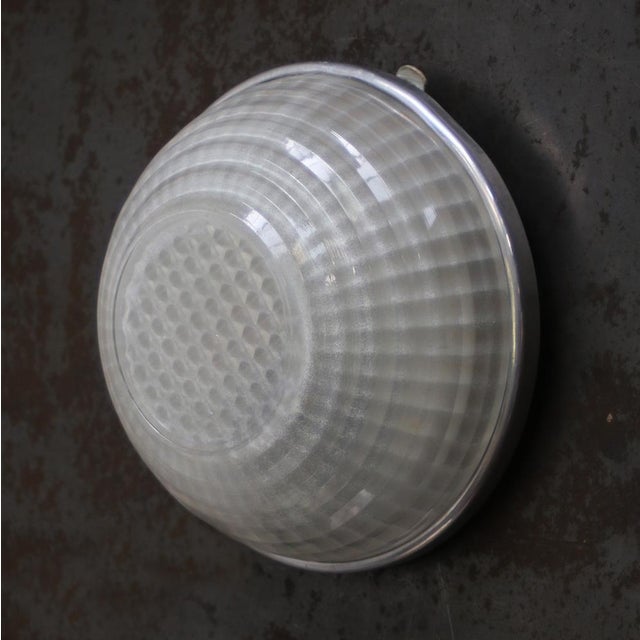 Vintage Aluminium and Clear Cut Glass Flush Mount from Holophane, France, 1950s For Sale - Image 6 of 9
