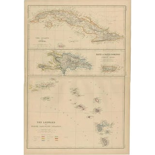 Antique Map of Cuba and Haiti and Porto Rico by W. G. Blackie, 1859 For Sale