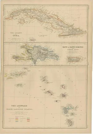 Antique Map of Cuba and Haiti and Porto Rico by W. G. Blackie, 1859