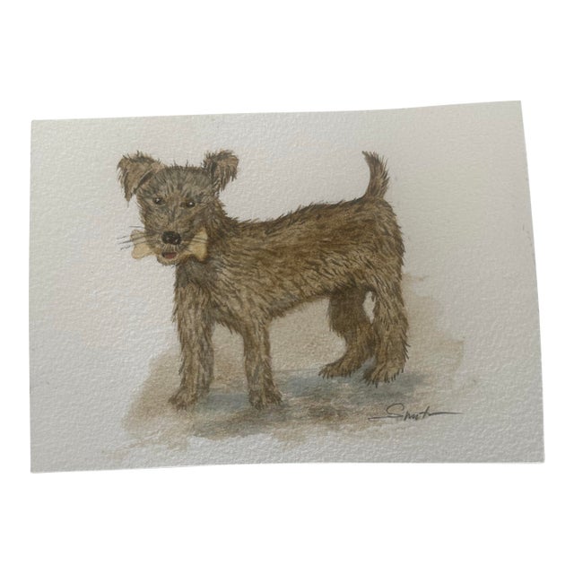 Original Watercolor Dog Painting by Nancy Smith For Sale