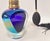 Iridescent Cobalt and Amethyst Art Glass Perfume Atomizer Faceted Crystal 1980 For Sale - Image 9 of 18