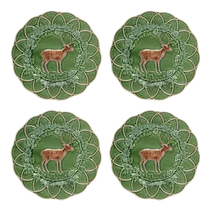 Bordallo Pinheiro Woods Snack Plates, Deer, Set of 4
