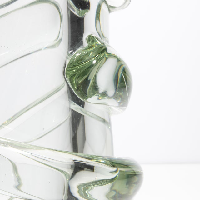 Hand Blown Murano Vase Gomitolo in Clear With a Hint of Green For Sale - Image 9 of 11
