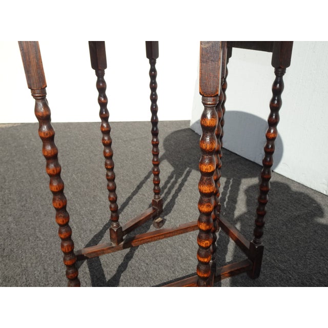 Antique Barley Twist Drop Leaf Side Table ~ French Country For Sale - Image 12 of 17