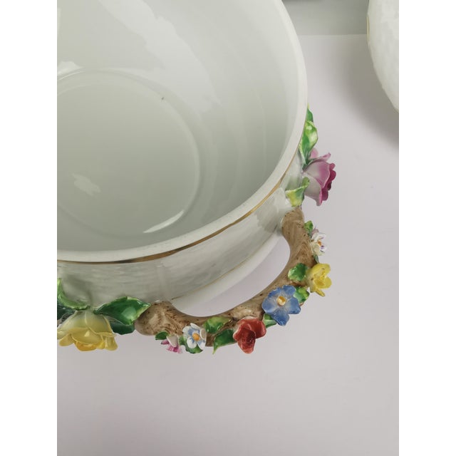 Vintage Tureen and Tray in Porcelain with Applied Flowers by Raynaud, 1960s For Sale - Image 6 of 18