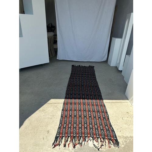 Indonesian Traditional Red, Black, Yellow & Blue Ikat Fabric For Sale - Image 12 of 18